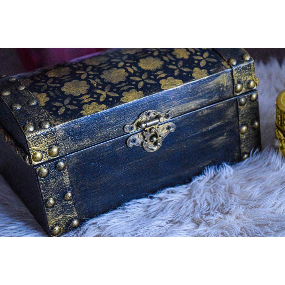 Black and Gold Treasure Box Jewelry Box - Laila Beauty Care Jewelry Box