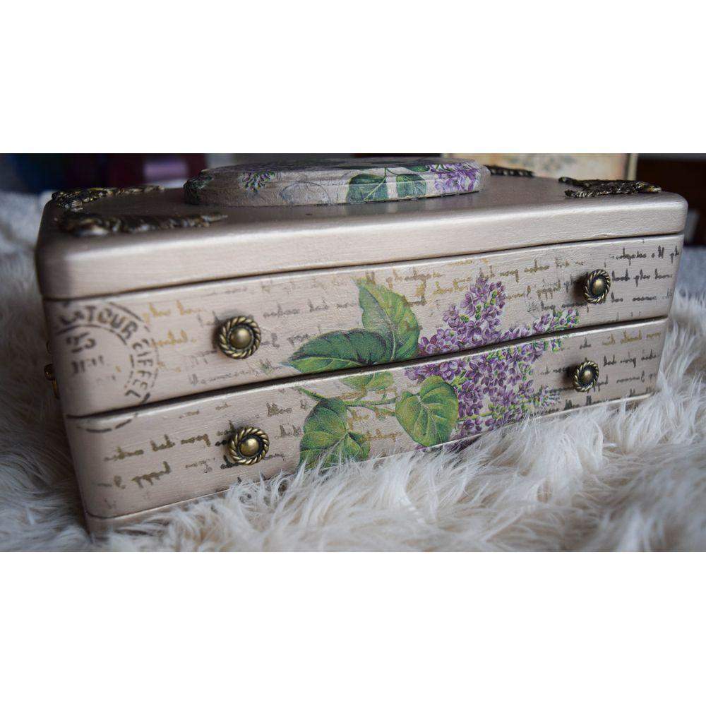 Champagne Gold & Lavender Jewelry Box Jewelry Box - Laila Beauty Care Jewelry Box