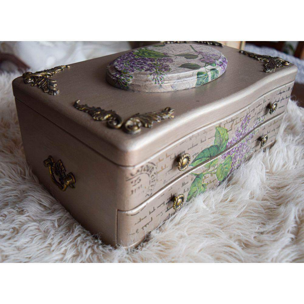 Champagne Gold & Lavender Jewelry Box Jewelry Box - Laila Beauty Care Jewelry Box