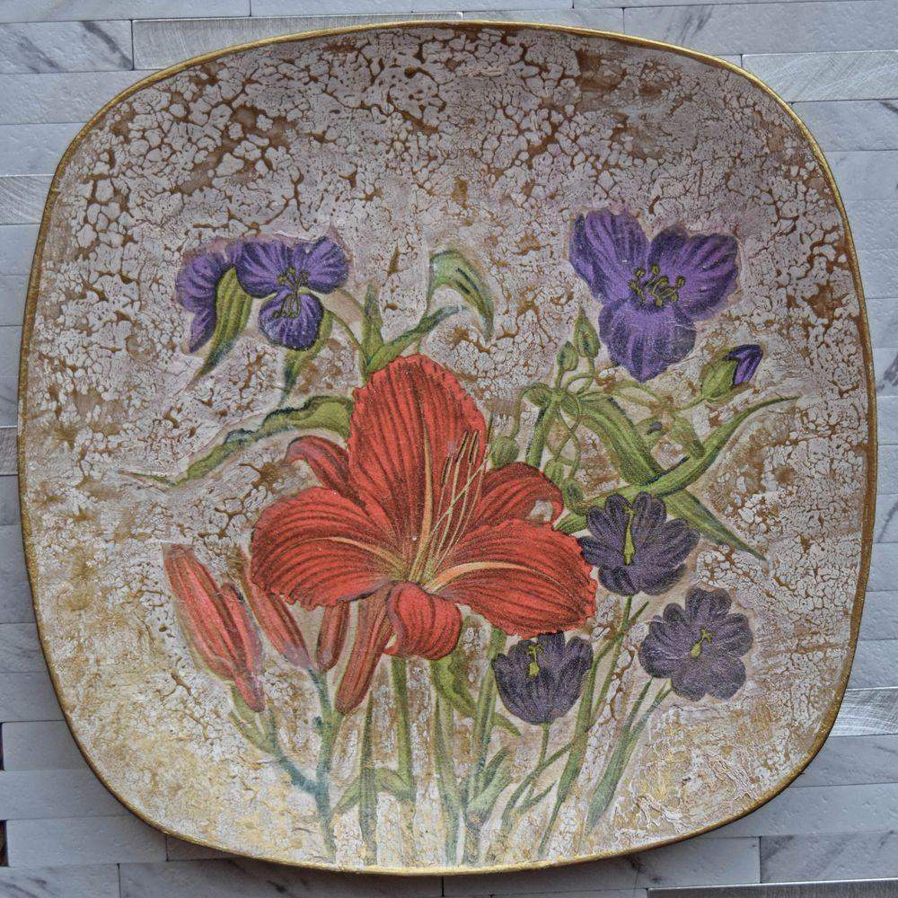 Square Floral Dish Decorative Plate - Laila Beauty Care Decorative Plate