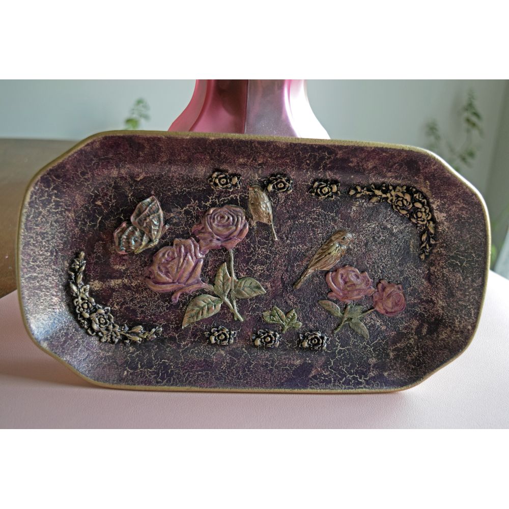 Vintage Birds Purple Floral Plate Decorative Plate - Laila Beauty Care Decorative Plate