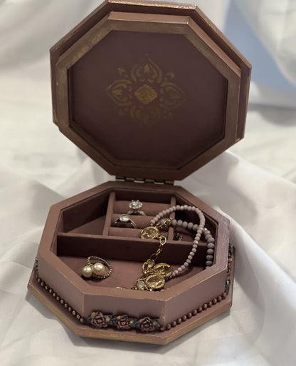 Hexagon Maron Small Jewelry Box