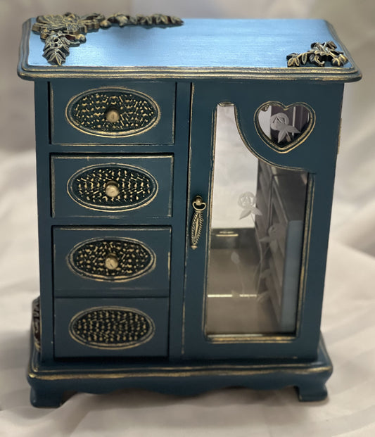 Navy Blue Motifs Jewelry Box