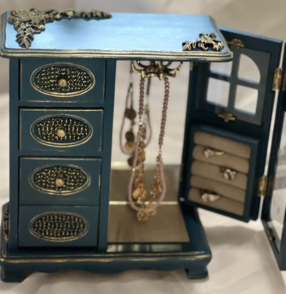 Navy Blue Motifs Jewelry Box