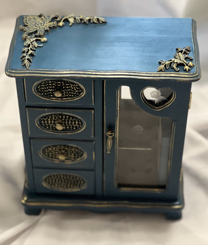 Navy Blue Motifs Jewelry Box