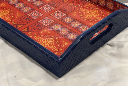 Ramadan Vibes red & Blue Tray with Coasters