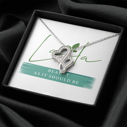 Laila - Double Heart Necklace Two Toned Box Jewelry - Laila Beauty Care Jewelry