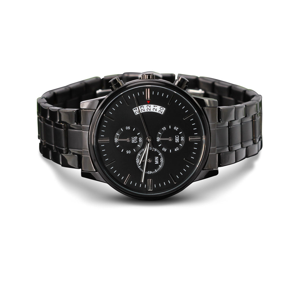 Counting Down The Seconds - Black Chronograph Watch Jewelry - Laila Beauty Care Jewelry