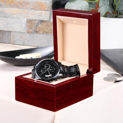 Counting Down The Seconds - Black Chronograph Watch Jewelry - Laila Beauty Care Jewelry