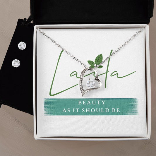 Laila - Forever Love Necklace and Earring Set 14k White Gold Finish / Standard Box Jewelry - Laila Beauty Care Jewelry