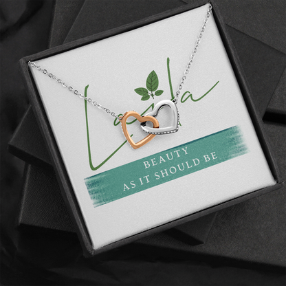Laila - Interlocking Heart Necklace Polished Stainless Steel & Rose Gold Finish / Standard Box Jewelry - Laila Beauty Care Jewelry