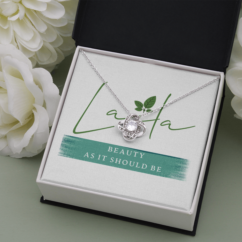 Laila - Love Knot Necklace 14K White Gold Finish / Standard Box Jewelry - Laila Beauty Care Jewelry