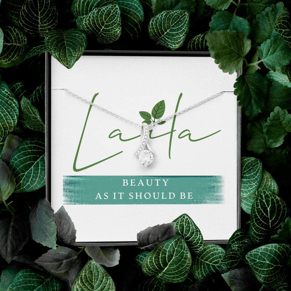 Laila - Alluring Beauty Necklace 14K White Gold Finish / Standard Box Jewelry - Laila Beauty Care Jewelry