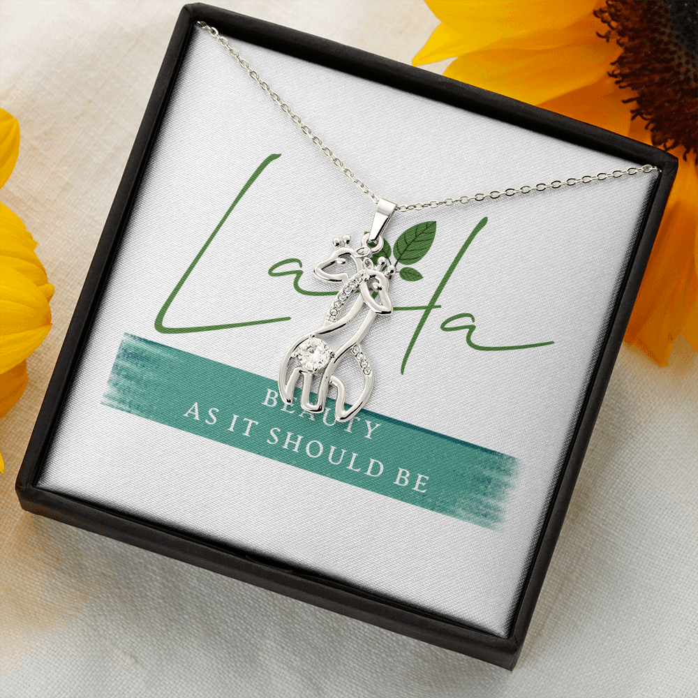 Laila - Giraffes Necklace 14K White Gold Finish / Standard Box Jewelry - Laila Beauty Care Jewelry