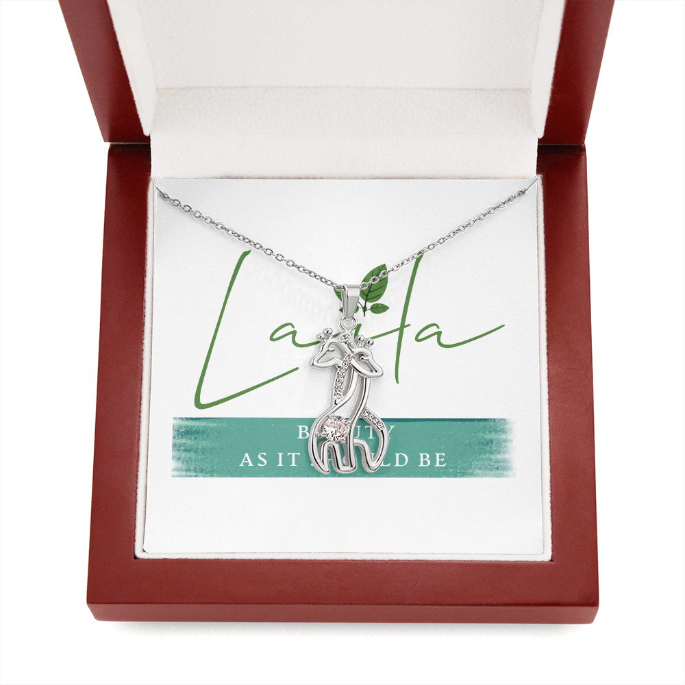 Laila - Giraffes Necklace 14K White Gold Finish / Luxury Box Jewelry - Laila Beauty Care Jewelry