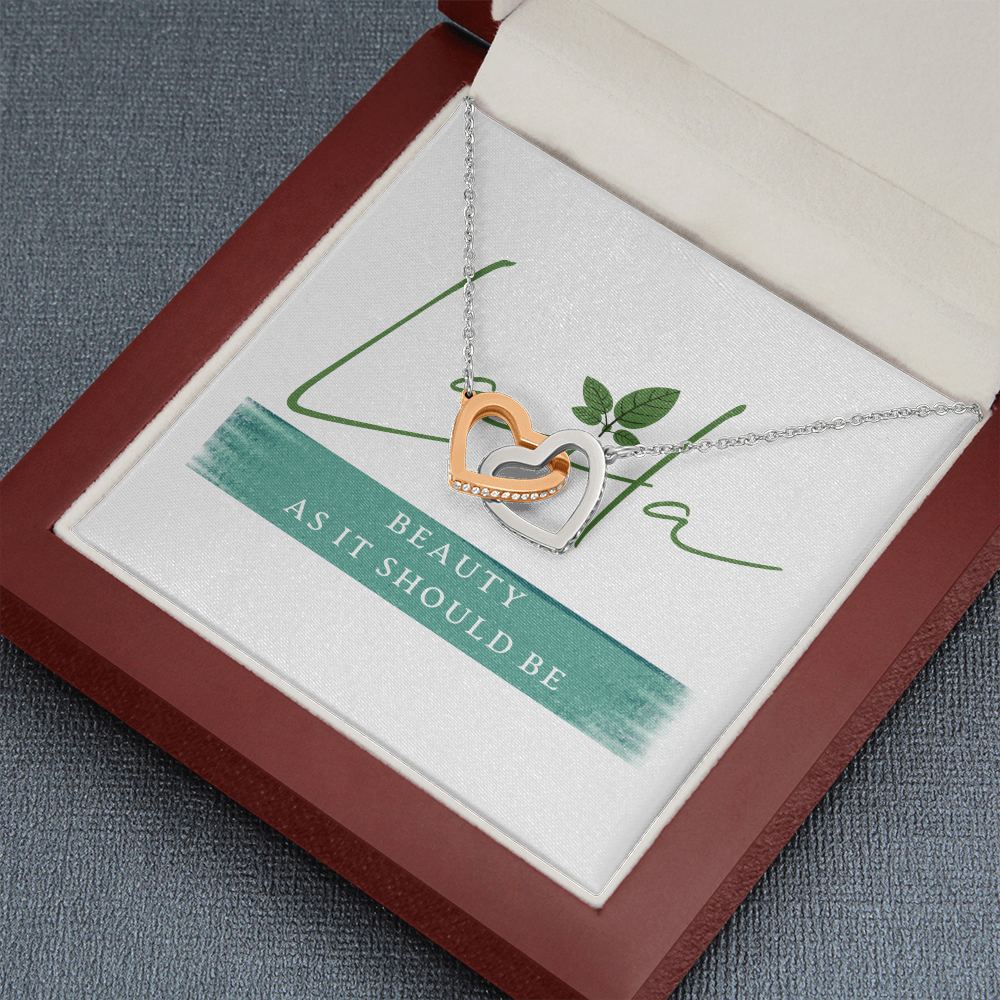 Laila - Interlocking Heart Necklace Polished Stainless Steel & Rose Gold Finish / Luxury Box Jewelry - Laila Beauty Care Jewelry